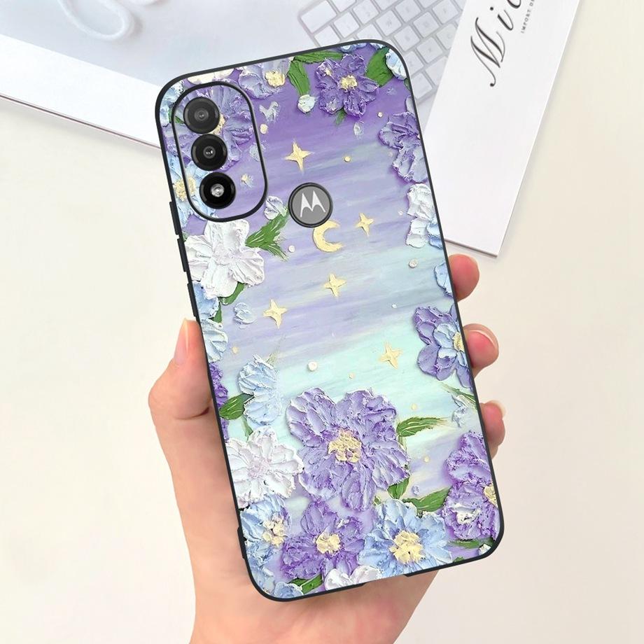 For Moto E20 Case 6.5" Soft Silicone Black Cat Moon Night Back Cases for Motorola Moto E20 Case TPU Capa Motorola E20 Bumper