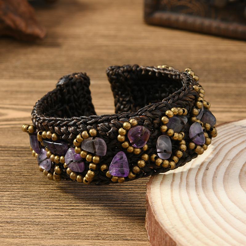 Heavy industry woven natural stone bracelet Bohemian retro exotic female personality Tibetan bracelet accessories