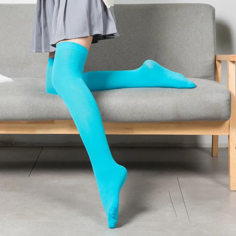 Sexy Black White Soild Color Long Socks Women Over Knee Thigh High Over The Knee Stockings Lolita Ladies Girls Warm Knee Socks