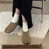 Fashion SUOJIALUN 2024 New Brand Women Flat Shoes Fashion Split Toe Slip On Ladies Elegant Loafer Shoes Soft Flat Heel Boat Shoes