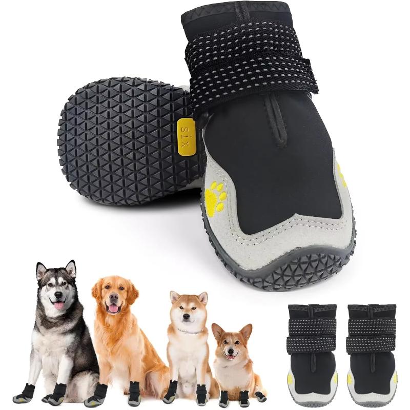 Outdoor Dog Shoes for Large Size Dogs Waterproof Medium Dog Boots Breathable Mesh Elastic Double Strap Safety Reflective Strips for Pet Products