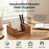 Solid Wood Desk Organizer Pen Holder Stationery Storage Box  for Office Study Home