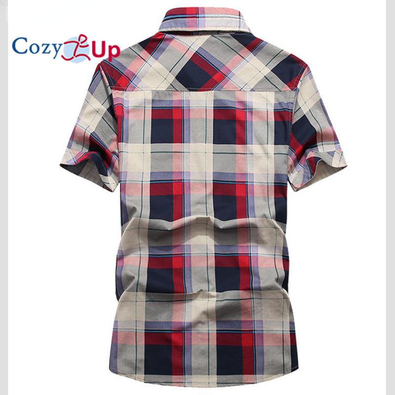 Cozy Up Men's Oversized Short Sleeved Shirt for Outdoor Work, Thin Checkered Casual Shirt