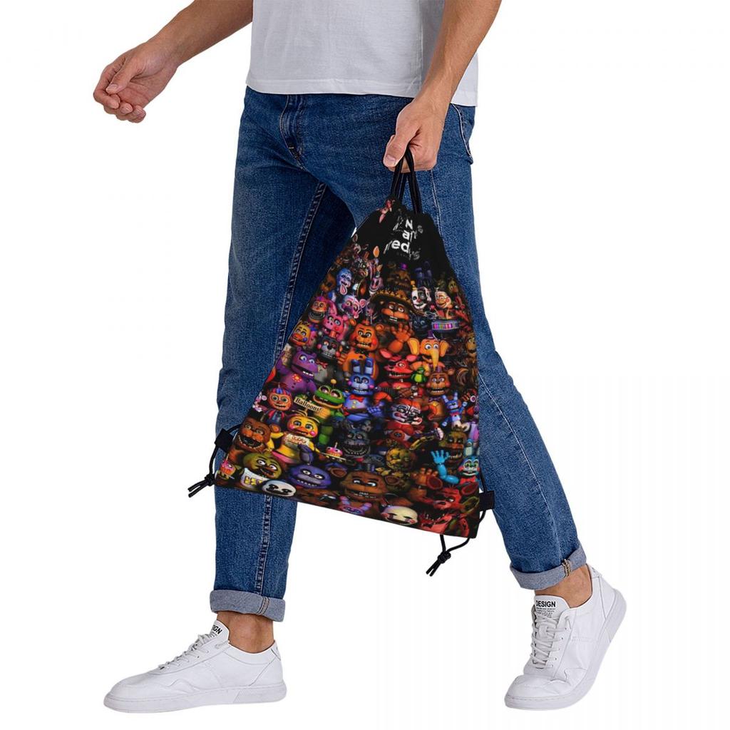 Five N Ights At Freddy's FNAF Backpacks Portable Drawstring Bundle Pocket Sundries Bag Book Bags for Man Woman School