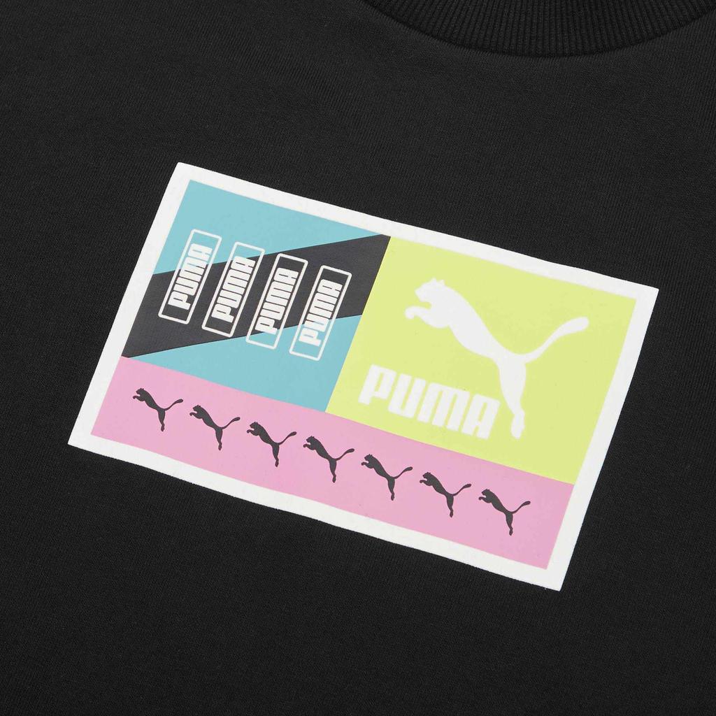 Puma Casual Logo Print Crew Neck Sweatshirt Men Tops Black 535326-01