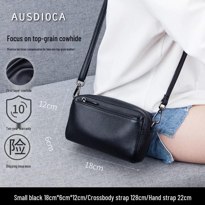 2025 Summer Women's Cowhide Crossbody Phone Bag - Soft Leather, Large Capacity Clutch & Shoulder Bag