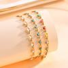 Trendy Bohemia Colourful Drip Glue Beads Chain Bracelet for Women Stainless Steel Beads Bracelet Girl Gift,Heart-shaped Chain