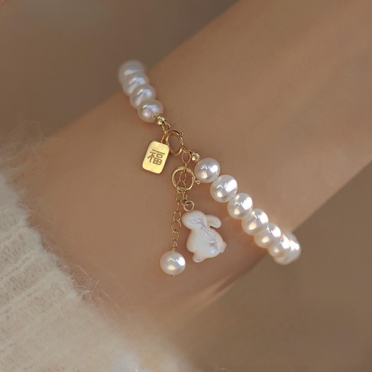 Original Design Rabbit Youcai Fu Brand Fashionable Artificial Pearl Niche Lucky Bracelet Personalized Gift Women