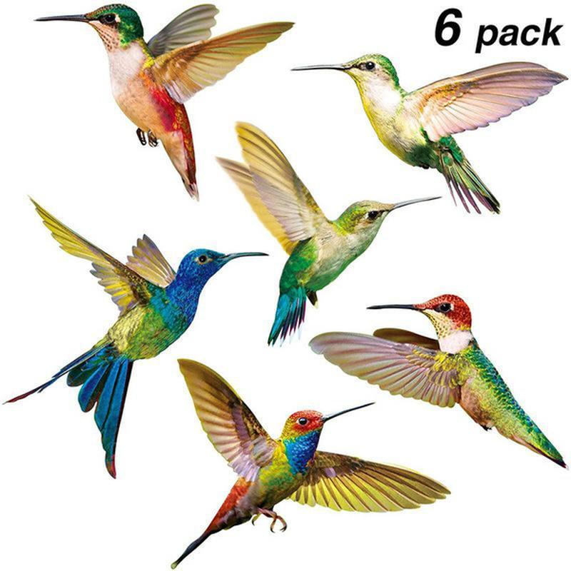 6/8 Pcs Window Stickers Adhesive Window Film for Home Decor Gift Hummingbird Window Clings Window Decor Decals Anti-Collision