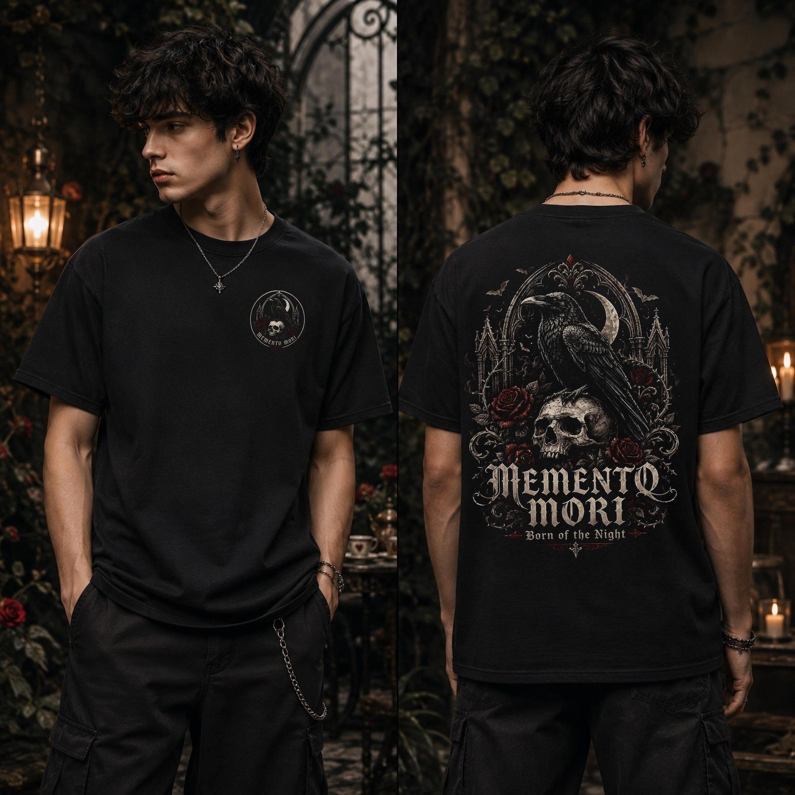 Memento Mori Shirt: Gothic Raven Tee | Goth Clothing | Dark Academia Apparel | Victorian Goth Alternative Fashion Unisex 2XL