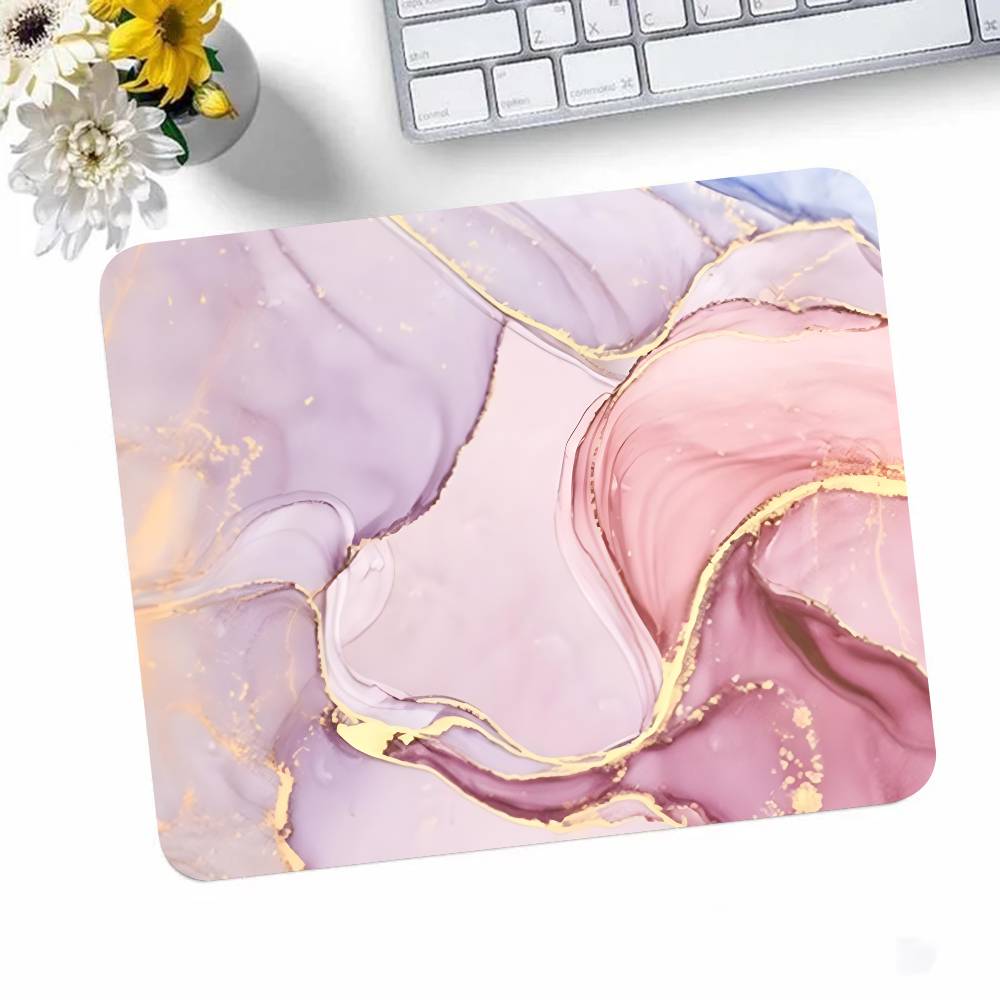 Pink Gold Marble Mousepad Small LockEdge Mouse Pad For Gamers Computer Desk Pad Rectangular Anti-slip Rubber