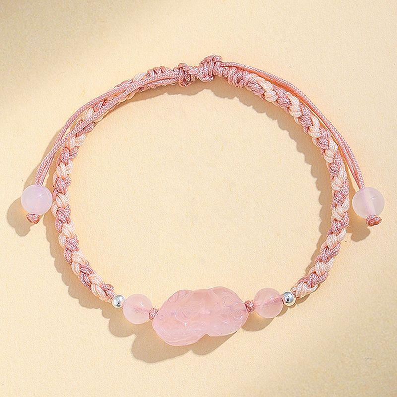 

Натуральный Цитрин Обсидиан Ремешок для переноски Плетеный шнур Приносящий удачу для мужчин и женщин Удача Счастливый Розовый Кристалл Обсидиан Парный Браслет [Pink Crystal] Pi Xiu Hand Rope