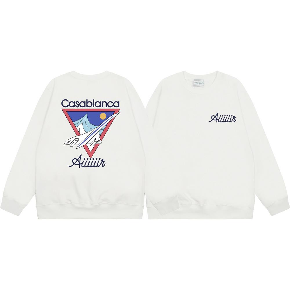 Grenzüberschreitende trendige Marke Casablanca Casablanca Buchstabe gemaltes Print 380g Herren- und Damen- Rundhals-Pullover