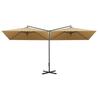 Double Cantilever Sun Umbrella with Steel Pole 600 X 300 Cm Taupe