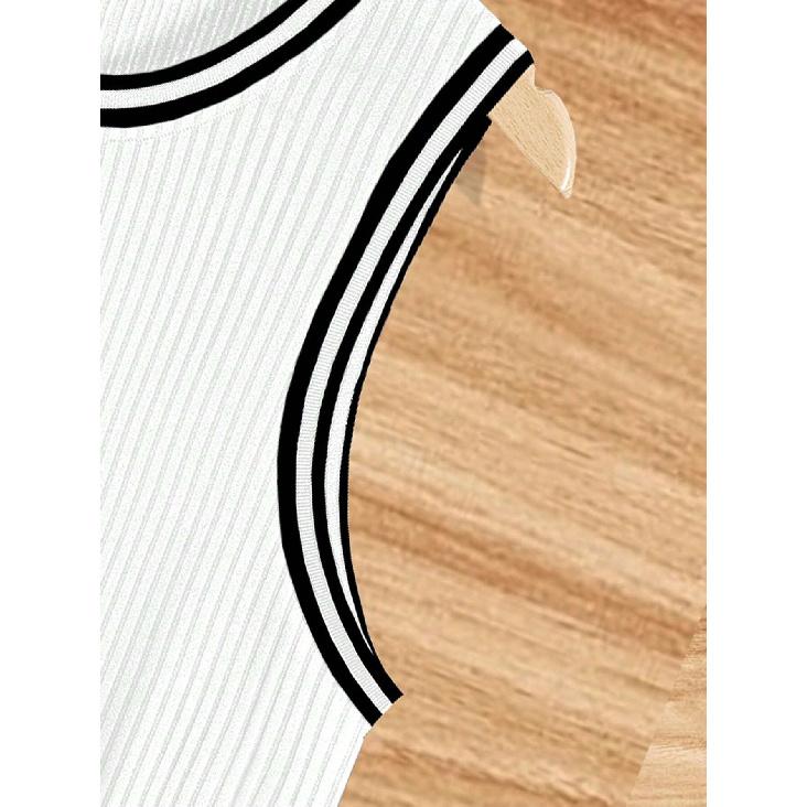 Canottiera Estiva a Maglia a Righe Verticali Vestibilità Fitness da Uomo Canottiera I-Shaped Color Block