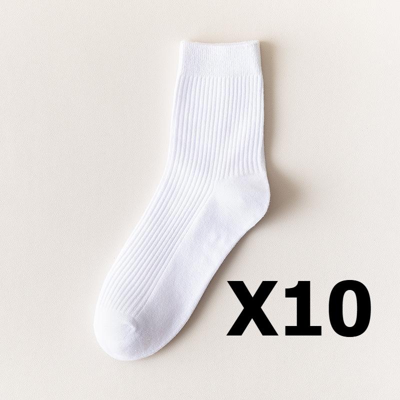 

5/10 пар мужских хлопковых носков в вертикальную полоску, дышащие носки до середины голени, деловые спортивные носки one size белый