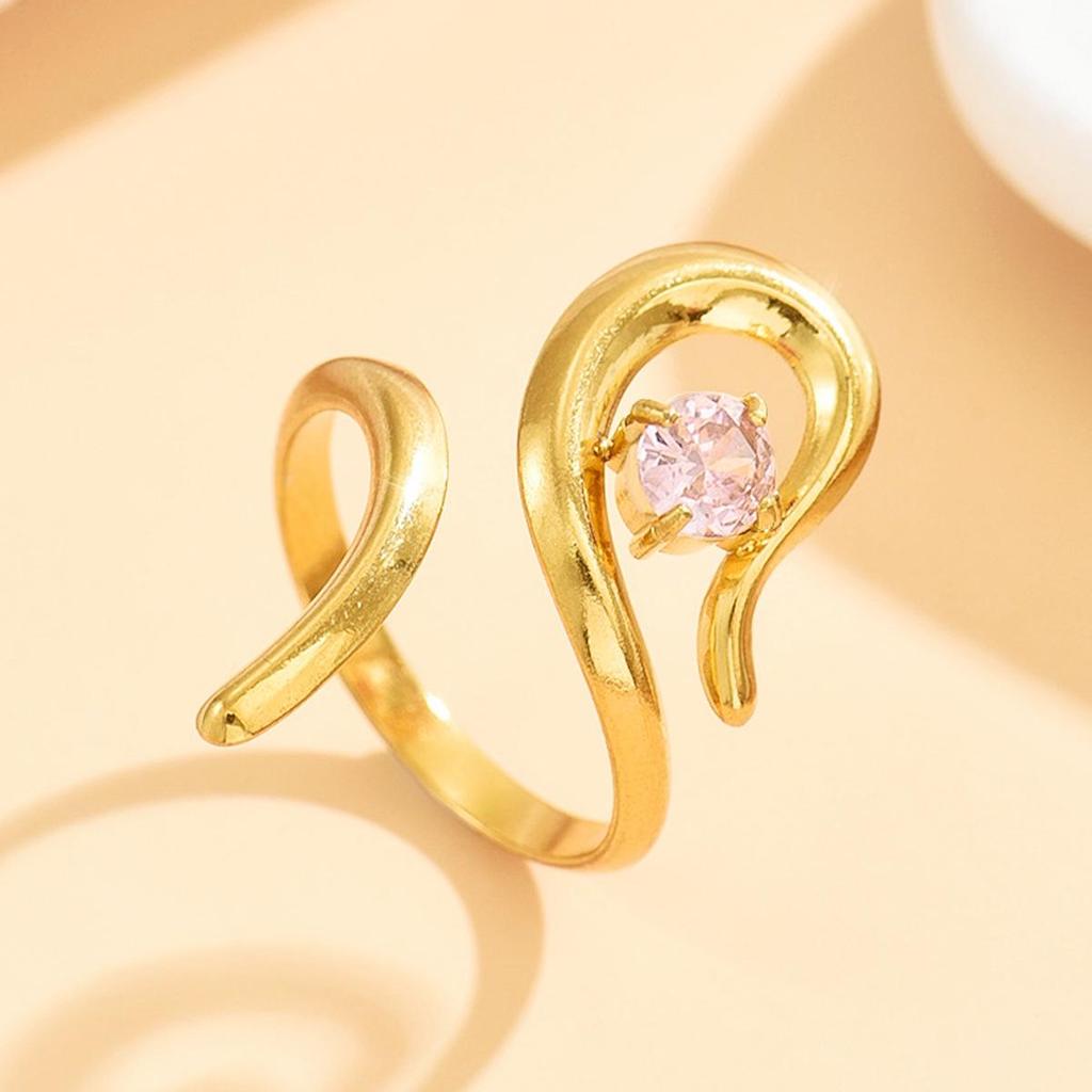 High-End Retro Titanium Steel Gold-Plated Irregular Design Open Ring