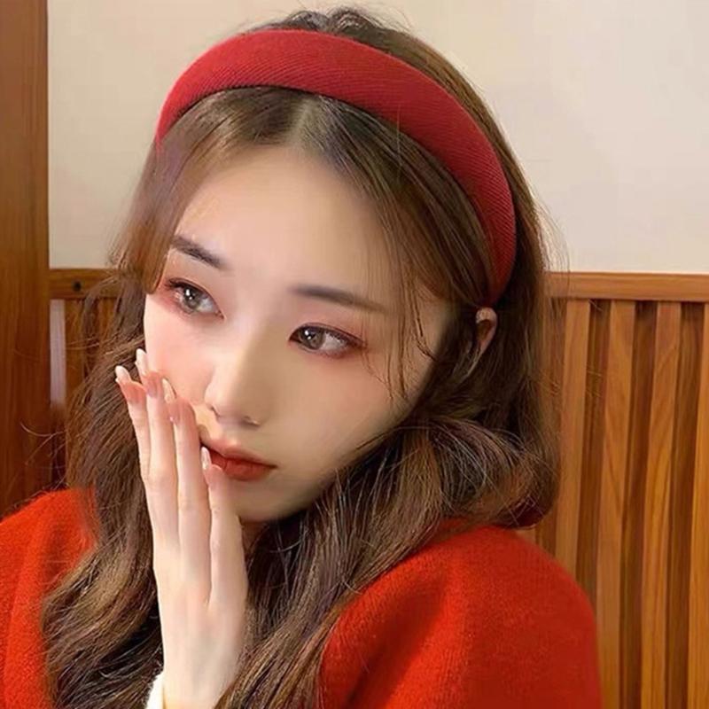 Christmas Theme Red Headband for Women Girl Non-Slip Festival Headband Makeup Hairhoop Soft Sponge Hairband Accessories