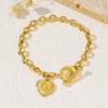 Elegant Heart Shaped Stainless Steel Bracelet With Secure OT Clasp Closure Creative Wrist Chain For Daily Wear