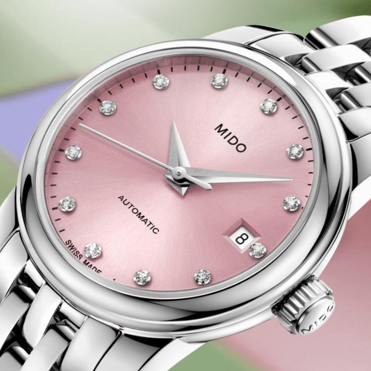 Mido Belem Celli Series Mini Womens Watch Automatic Mechanical Movement 50m Water Resistant 25mm Pink Dial Women watches M039.007.11.336.00