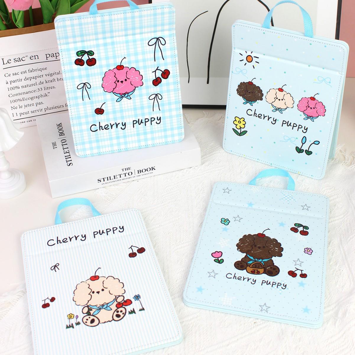 Cherry Little Dog Wall-Mounted & Portable Folding Mirror, Rectangular PU Makeup & Bathroom Mirror