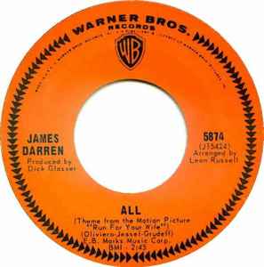 

7inch Record JAMES DARREN - All 5874 Warner Bros. Re 1966 US Pop Used