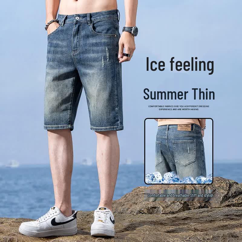 Pierre Cardin Shorts en jean amples d'été pour hommes