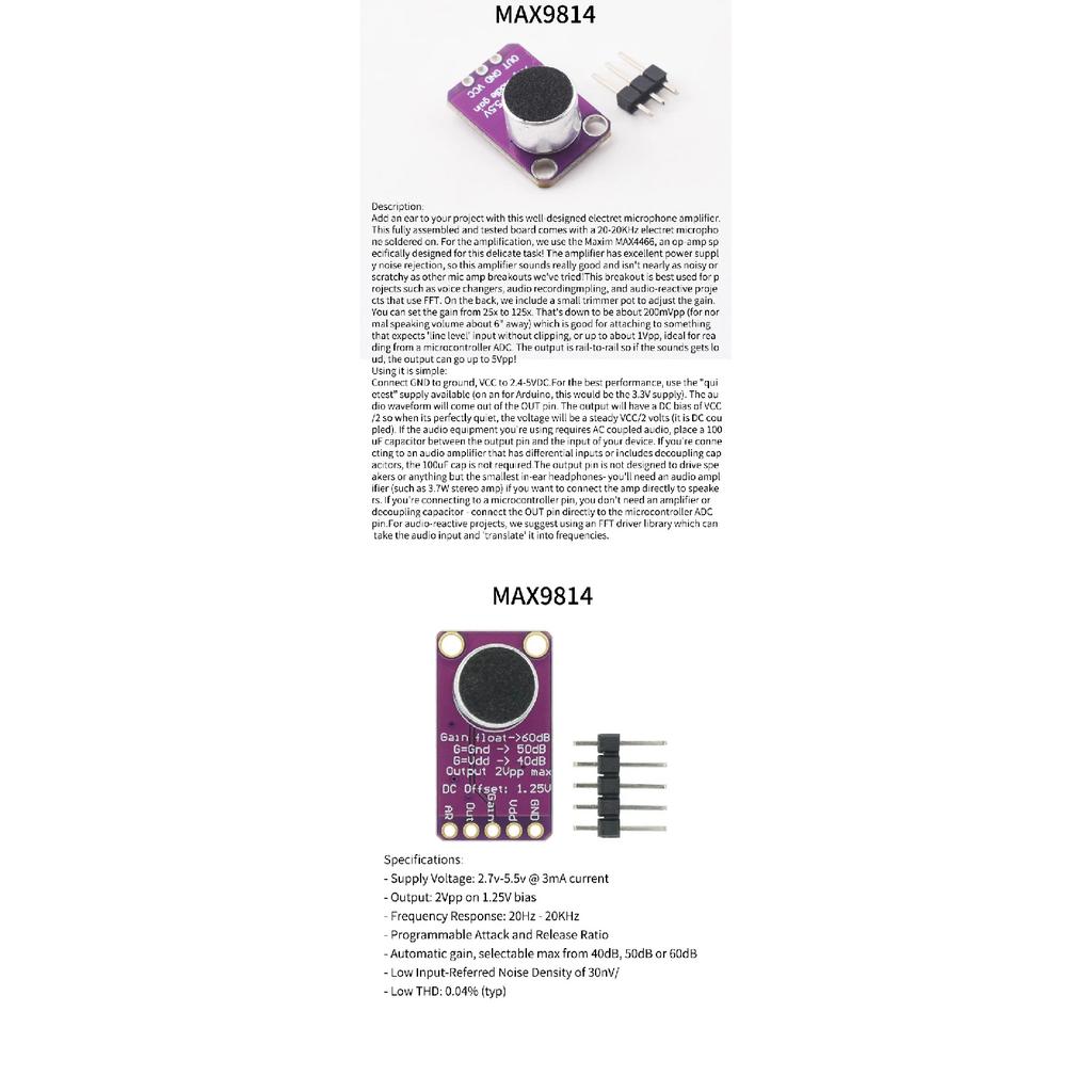 Snvi Sound Sensor Module Sound Control Sensor MAX4466 MAX9814 Switch Detection Whistle Switch Microphone Amplifier For Arduino