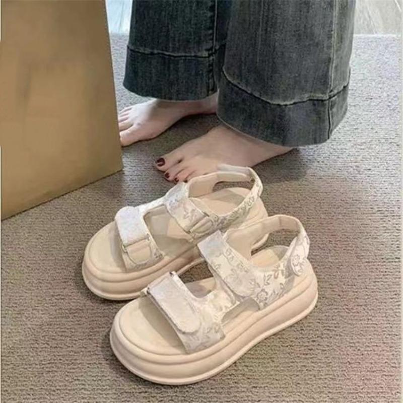 

Новые женские пляжные туфли с толстой подошвой, спортивные сандалии на липучках 35 белый