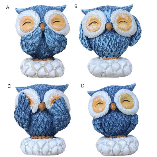 Owl Figurine Realistic Hand Painting Resin Stable Base Owl Ornament for Living Room