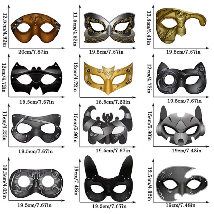 Masque en Papier Mâché Peint DIY Masque Animal Demi-Visage Masque de Fête Masque de Mascarade Halloween Noël Costumes Cosplay