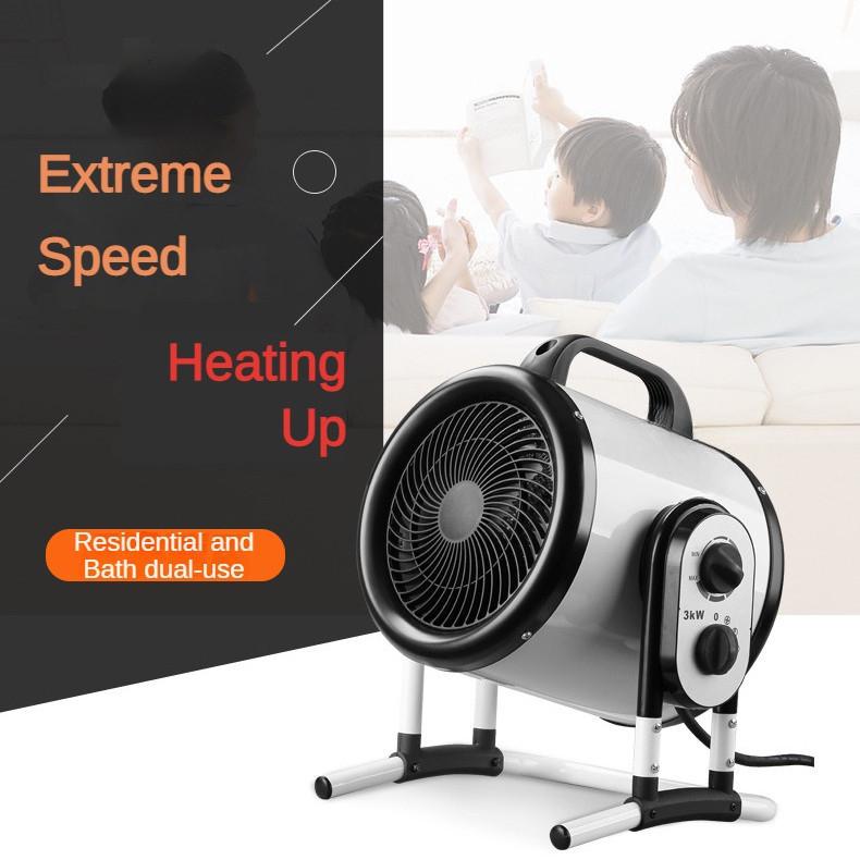 Încălzitor electric pentru baie, reglabil cu trei viteze, pentru uz casnic, mașină de încălzire rapidă, ventilator cu aer cald de mare putere pentru industrie mică