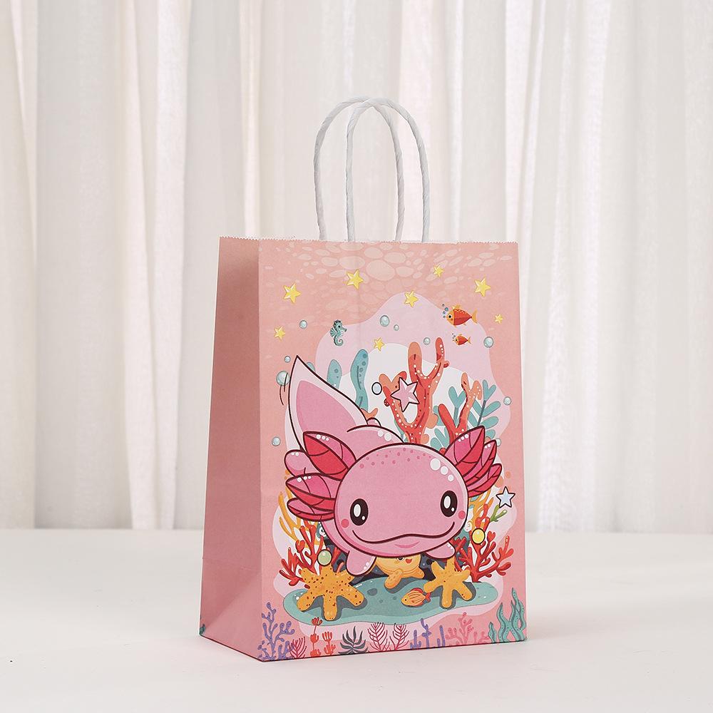 StoBag, Kawaii Axolotl Birthday Gift Bags Cute Party Favor for Kids’ Birthday Celebrations Children's Day Reusable Packaging