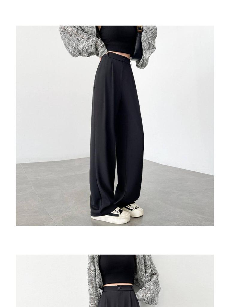 Women's High-Waisted White Wide-Leg Pants 2025 - Drapey Casual Slim Fit for Spring & Autumn