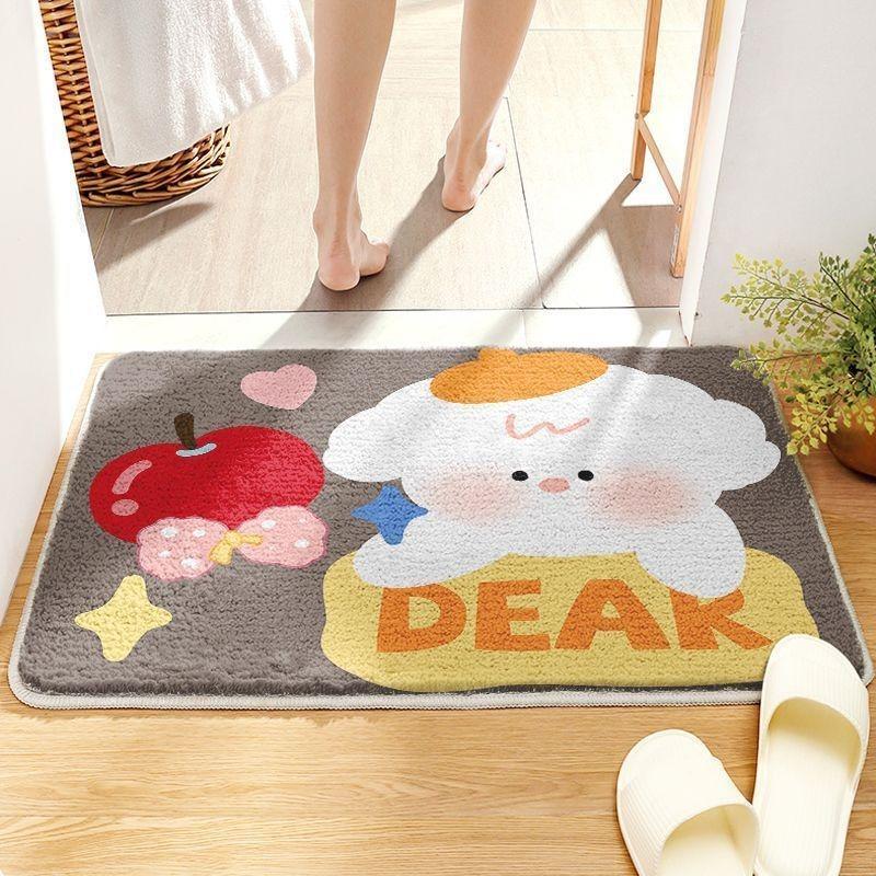 Bathroom Absorbent Floor Mat Household Cartoon Imitation Cashmere Non-slip Mat Toilet Toilet Door Carpet Dirt-resistant Foot Mat