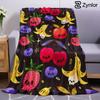 Skull Fruit Cartoon Anime Print Flannel Blanket Soft Warm Throw for Kids Bedroom Sofa Bed Christmas Office Car