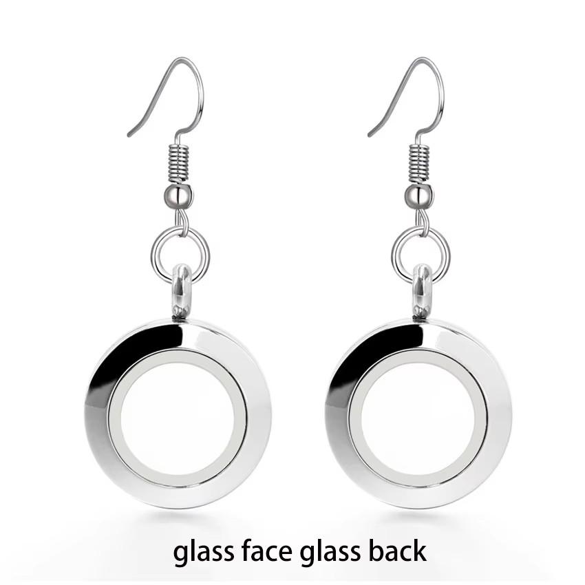 1 Pair 20mm Stainless Steel Floating Glass Earrings Living Memory Locket Eardrop Dangle Charms Women Fashion Pendants Jewelry twist screw open