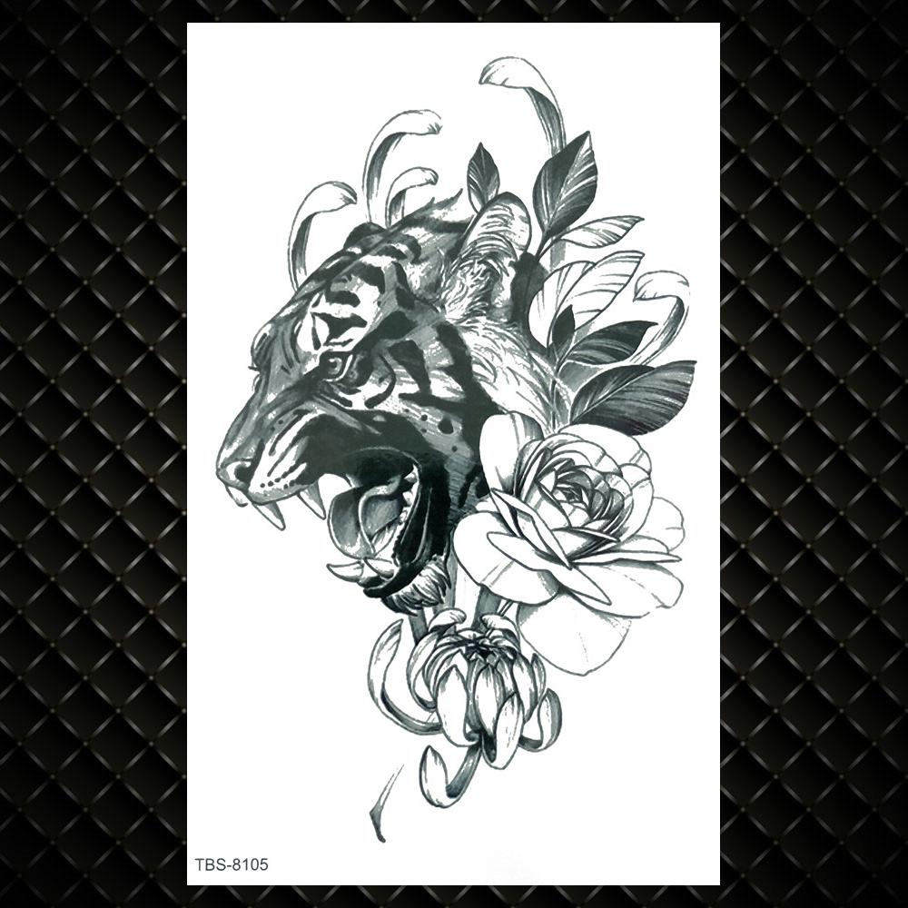 Black Dragon Fake Temporary Tattoos For Men Women Wolf Flower Tattoo Sticker Wings Creative Coyote Water Transfer Tatoo Arm Hand