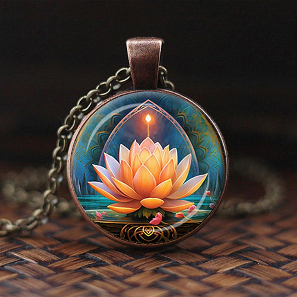 Lotus Buddha Pendant Necklace With A Light And Airy Religious Style, Lotus Pendant Zen Yoga Meditation Necklace, Spiritual Jewelry.