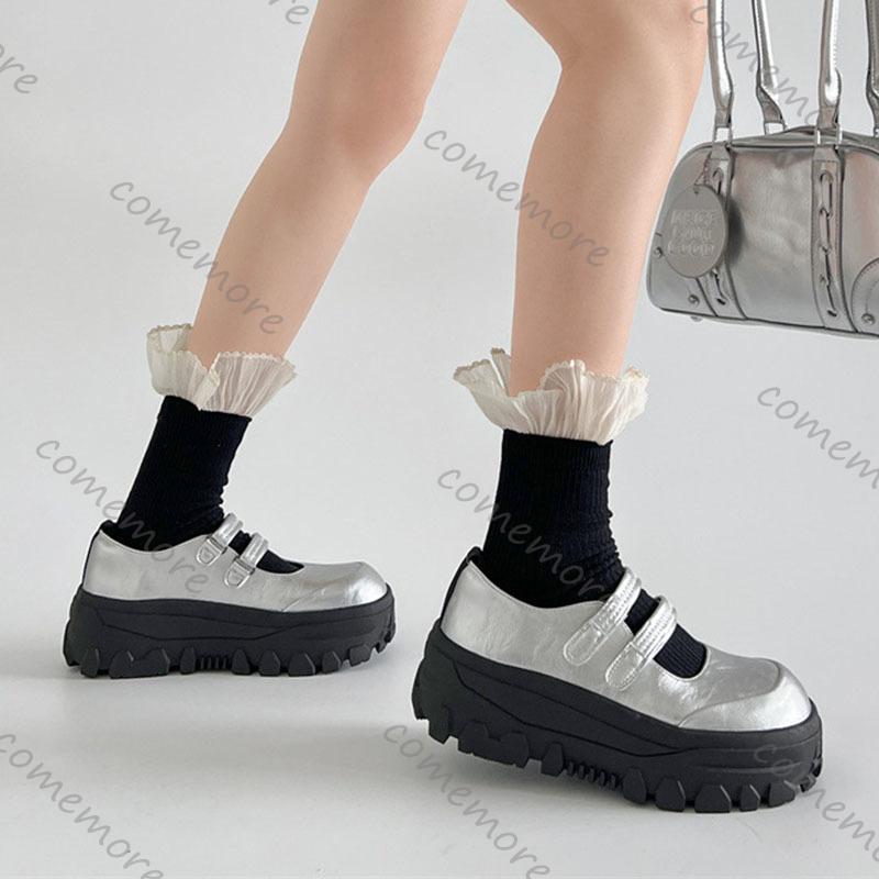 Fashion Comemore Mary Jane Leather Shoes British Style Thick Bottom Round Head Women's Shoes Spring Autumn Fashion Pumps Shallow Loafers