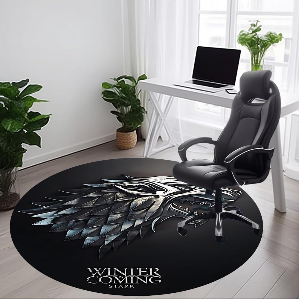 1pc Winter is Coming Carpet, Round Non-Slip Durable Large Size Office Carpet, Suitable for Office yy250908035