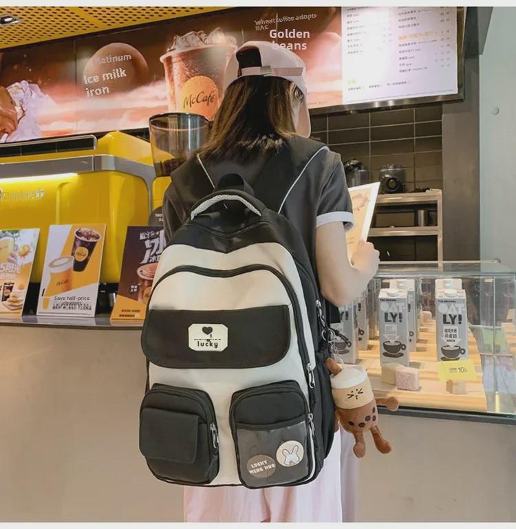 Stylish Large-Capacity Korean School Backpack for Girls with Durable Wide Shoulder Straps