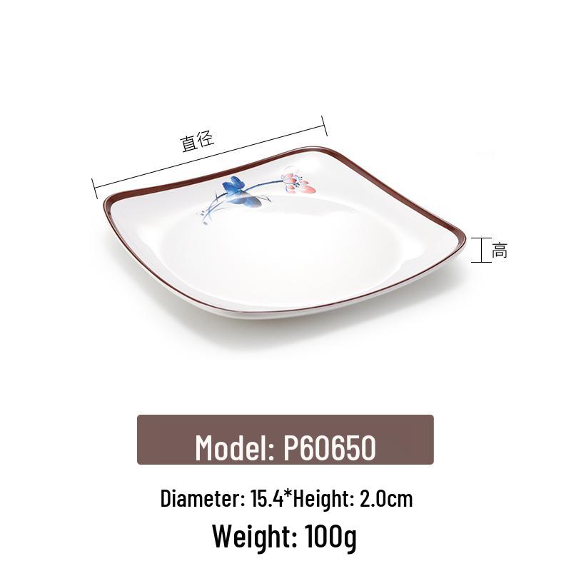Melamine Imitation Porcelain Square Stir-fry Plate