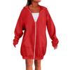 Women's Solid Color Zippered Sweatshirt Top Daily Casual Raglan Long Jacket (Without Hood Drawstring)