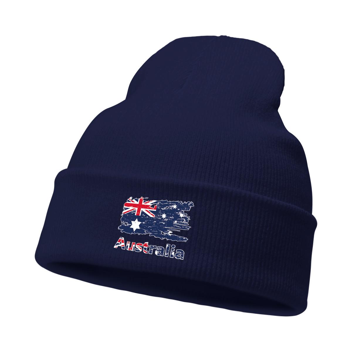 

Vintage Australian Flag Winter Hats Unisex Cap Beanie Man Cap Headwear Solid Knitted Hat Beanie Ideal Choice For Cycling темно-синього кольору