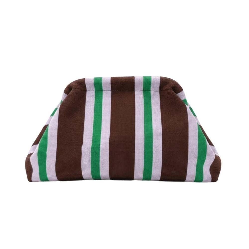 Hasp Closure Striped Bag Soft Texture Cloud Pouch Wrinkled Purse Knit Clutch Fashion Ladies