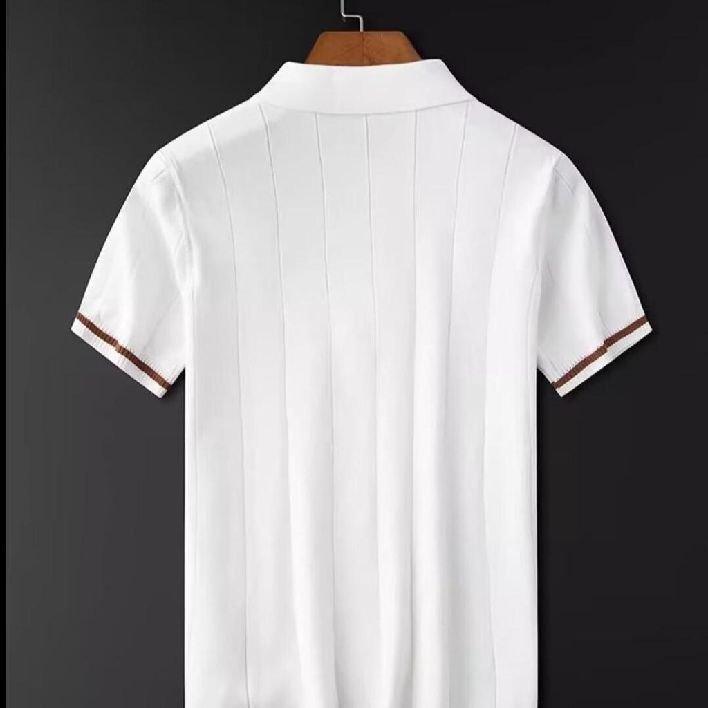 Men's Trendy Korean Style Short-Sleeve Polo Shirt with Half Zipper