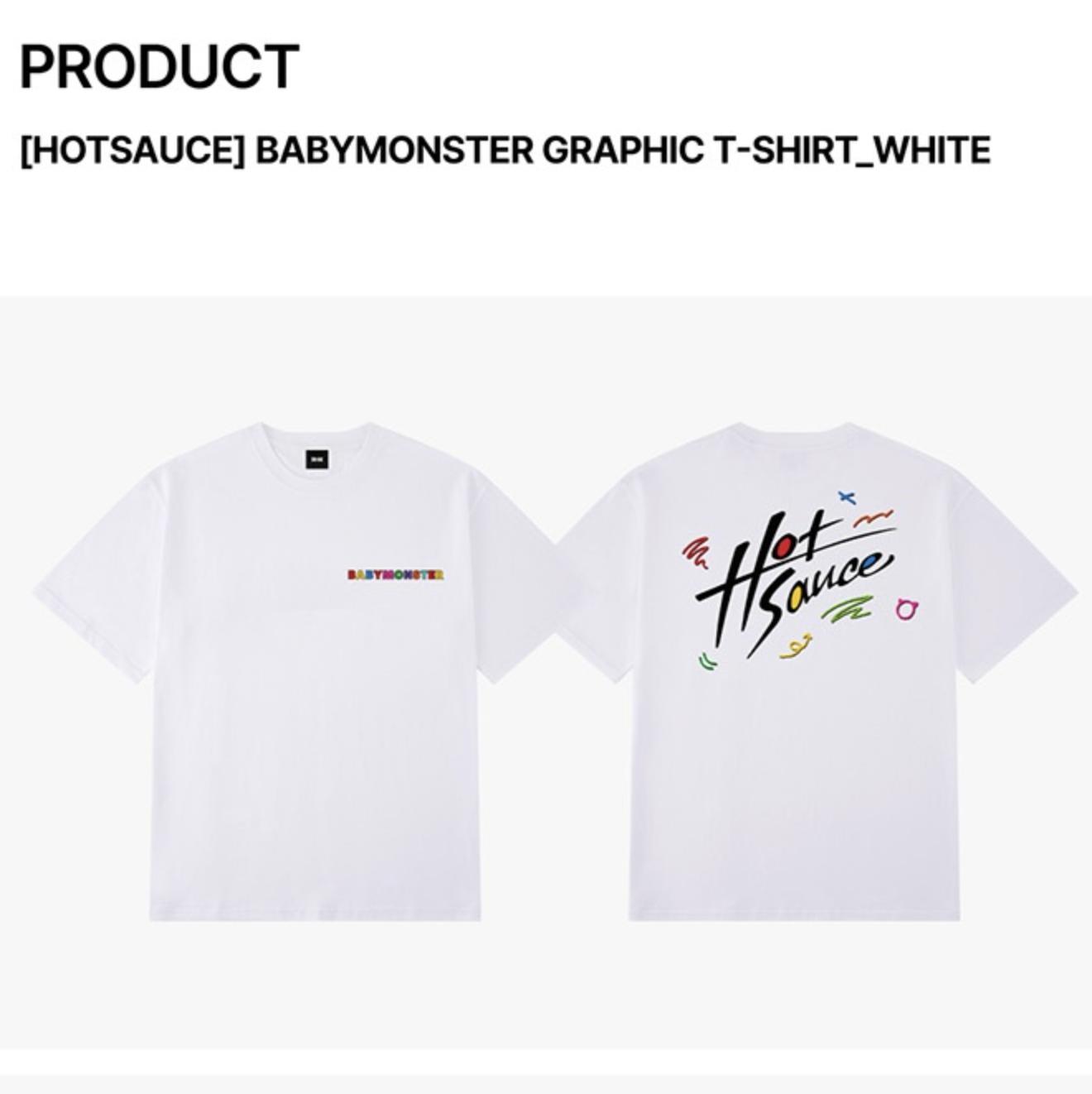 

[HOTSAUCE] ГРАФИЧЕСКАЯ ФУТБОЛКА BABYMONSTER (Белый черный) M, L, XL белый