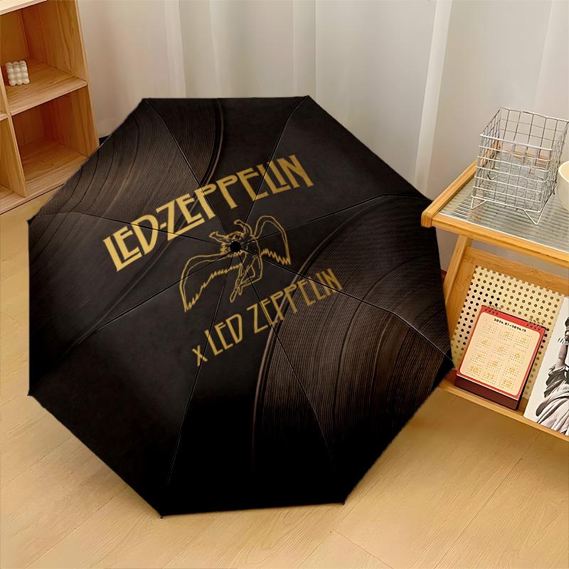 Led Zeppelin Druck 8?Rippen Automatischer Regenschirm Winddicht Leicht Faltbarer Regenschirm Für Reisen im Freien
