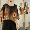 DIMANAF 2025 Plus Size Pullover Summer T-Shirt Women Floral Printing Short Sleeve Loose Oversized Tops Tees